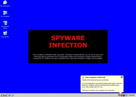 Contoh komputer yang terinfeksi Virus